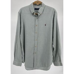 Polo Ralph Lauren Mens Gingham Cotton Long Sleeve Green Button‎ Up Size LG